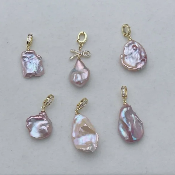 N76 Handmade Freshwater Baroque Pearl Detachable Pendant - Picture 1 of 4